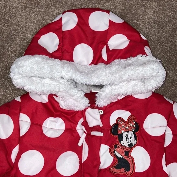 Disney store Minnie Mouse polka dot red white winter coat 7/8 - Picture 2 of 11